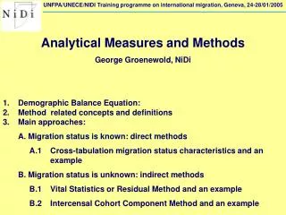 UNFPA/UNECE/NIDI Training programme on international migration, Geneva, 24-28/01/2005