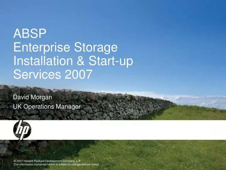 absp enterprise storage installation start up services 2007