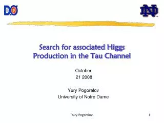 Search for associated Higgs Production in the Tau Channel
