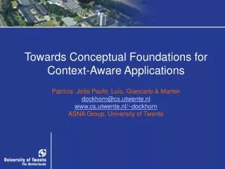 Towards Conceptual Foundations for Context-Aware Applications