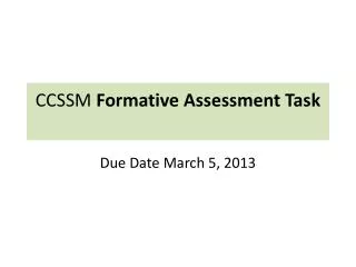 CCSSM Formative Assessment Task
