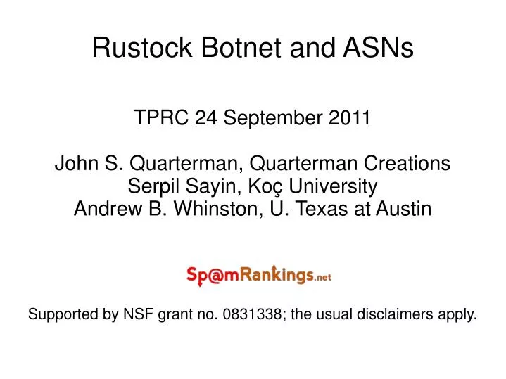 rustock botnet and asns