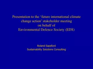 Roland Sapsford Sustainability Solutions Consulting
