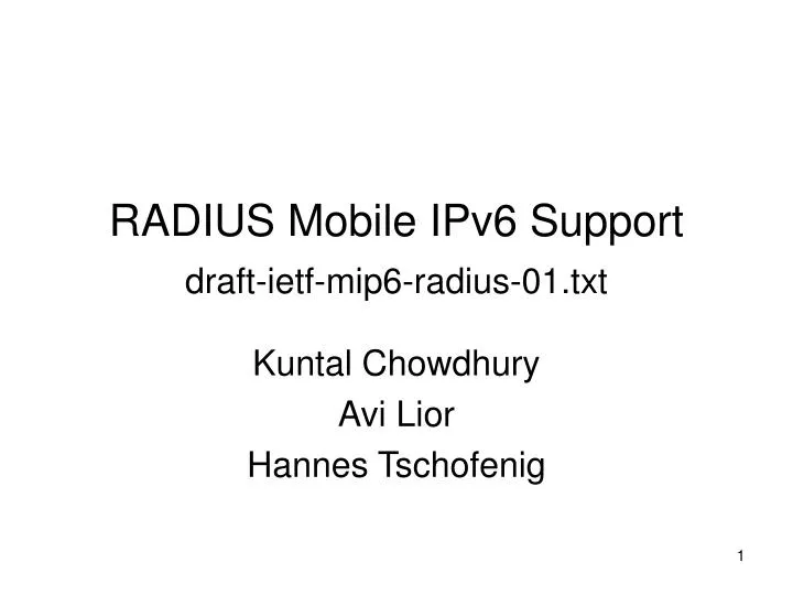 radius mobile ipv6 support draft ietf mip6 radius 01 txt