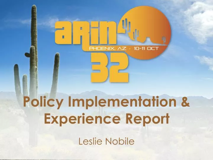 policy implementation experience report