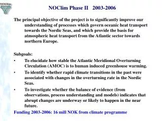 NOClim Phase II 2003-2006