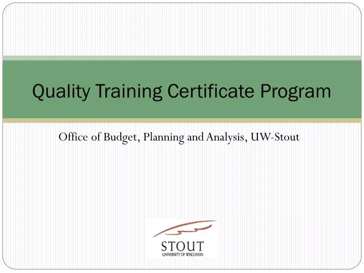 quality training certificate program