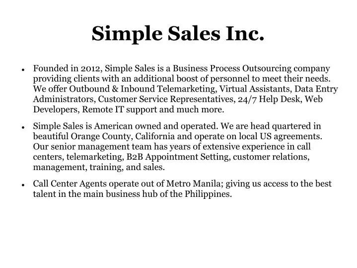 simple sales inc