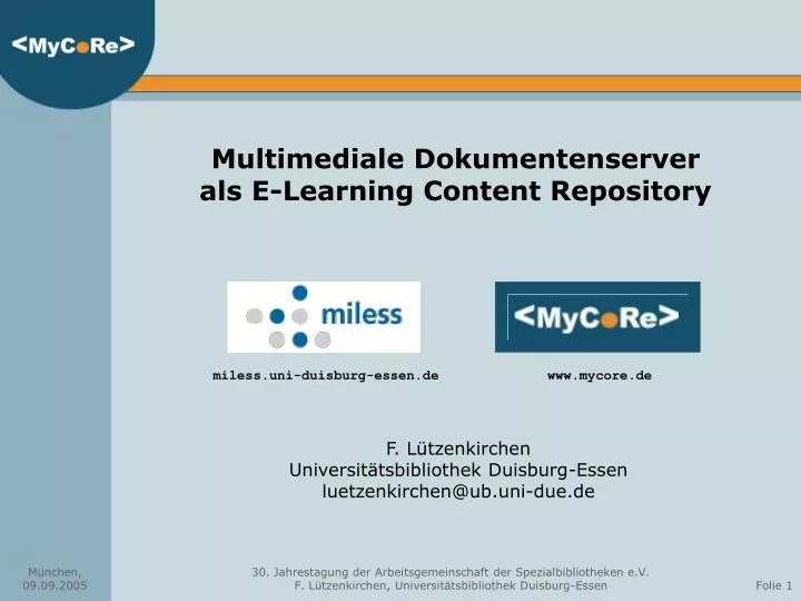 multimediale dokumentenserver als e learning content repository