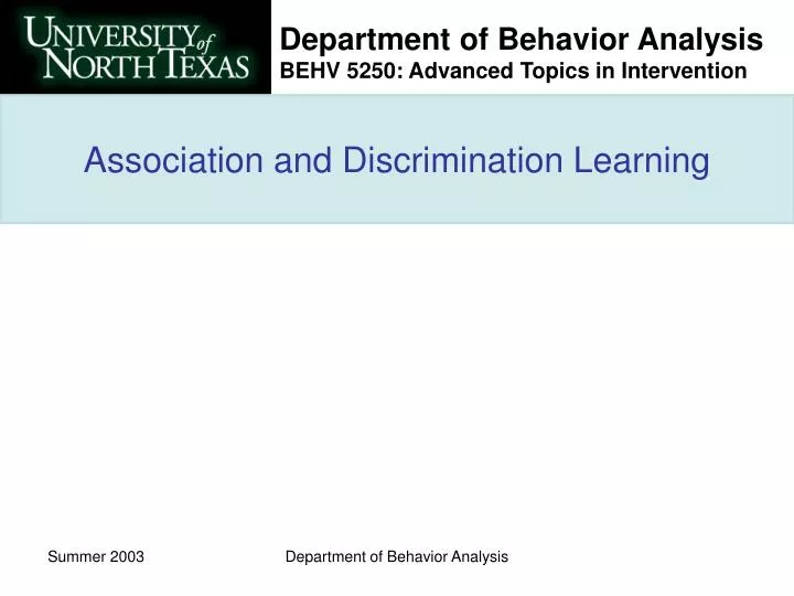 association and discrimination learning