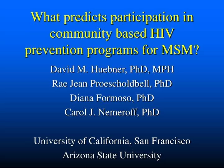 what predicts participation in community based hiv prevention programs for msm