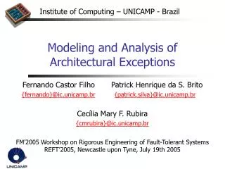 Modeling and Analysis of Architectural Exceptions
