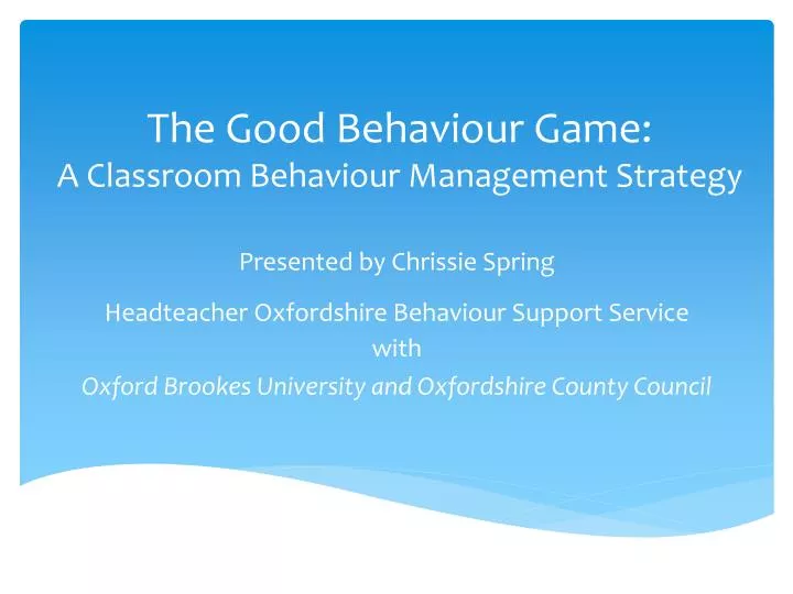 the good behaviour game a classroom behaviour management strategy