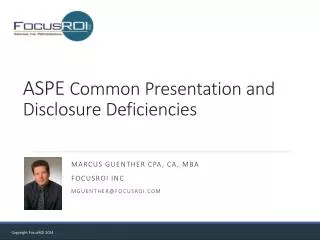 ASPE Common Presentation and Disclosure Deficiencies