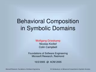 Behavioral Composition in Symbolic Domains