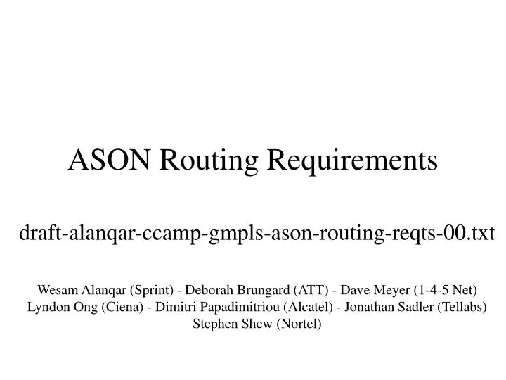 ason routing requirements