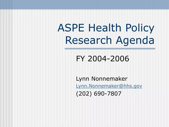 aspe health policy research agenda