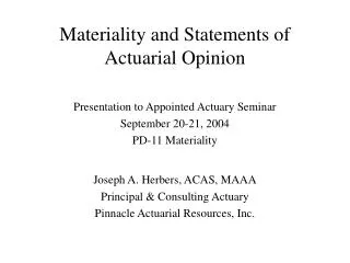 Materiality and Statements of Actuarial Opinion