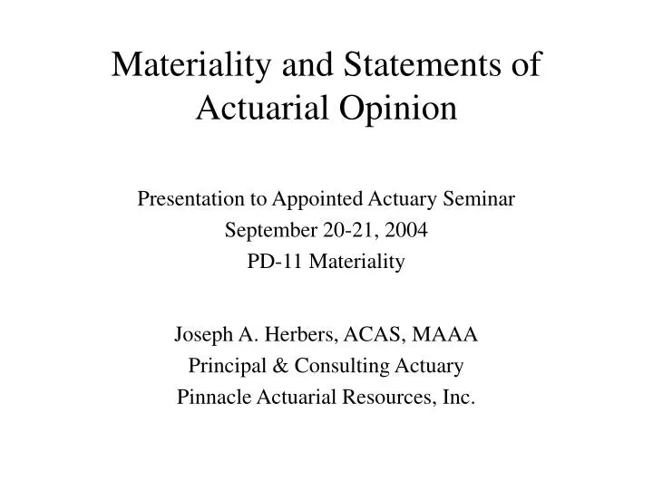 materiality and statements of actuarial opinion