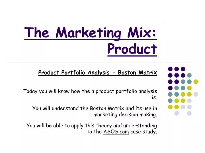 the marketing mix product
