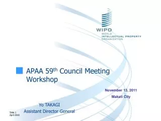 APAA 59 th Council Meeting Workshop