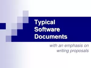 Typical Software Documents