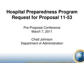 Hospital Preparedness Program Request for Proposal 11-53