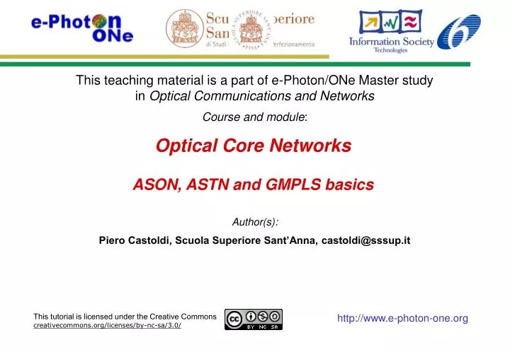 optical core networks ason astn and gmpls basics