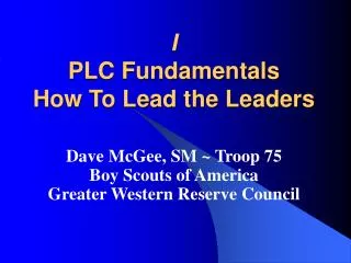 I PLC Fundamentals How To Lead the Leaders