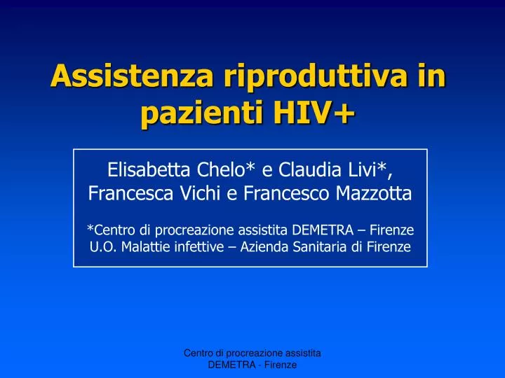 assistenza riproduttiva in pazienti hiv