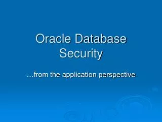 Oracle Database Security