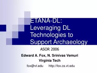 ETANA-DL: Leveraging DL Technologies to Support Archaeology