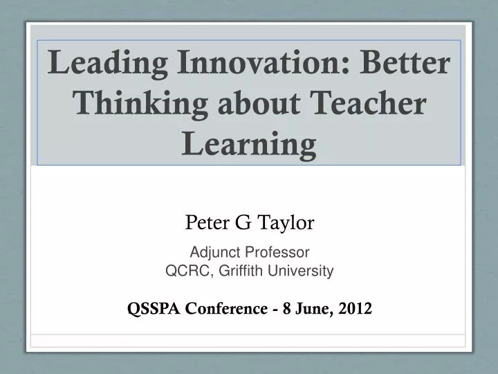 leading innovation better thinking about teacher learning