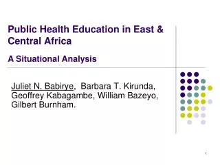 Public Health Education in East &amp; Central Africa