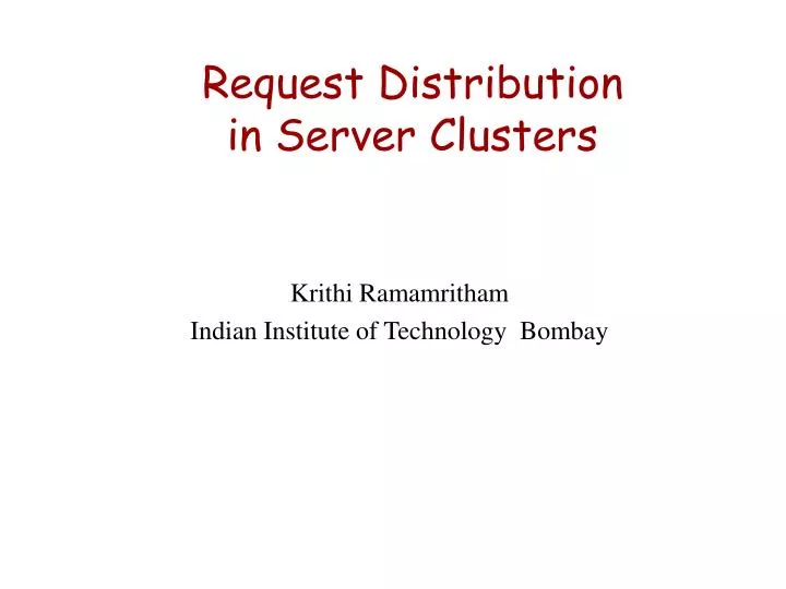 request distribution in server clusters