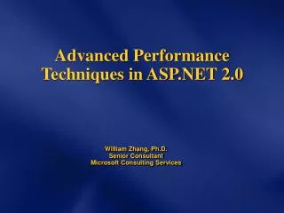 Advanced Performance Techniques in ASP.NET 2.0