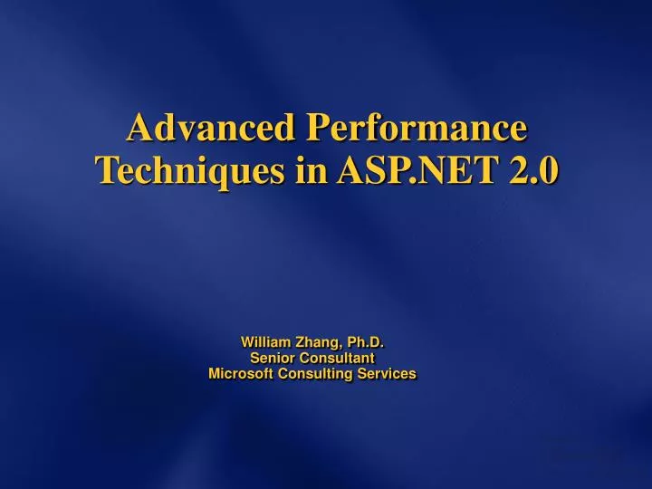 advanced performance techniques in asp net 2 0