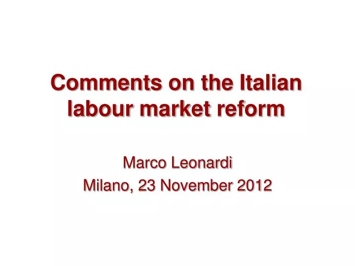 comments on the italian labour market reform