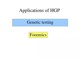 Applications of HGP