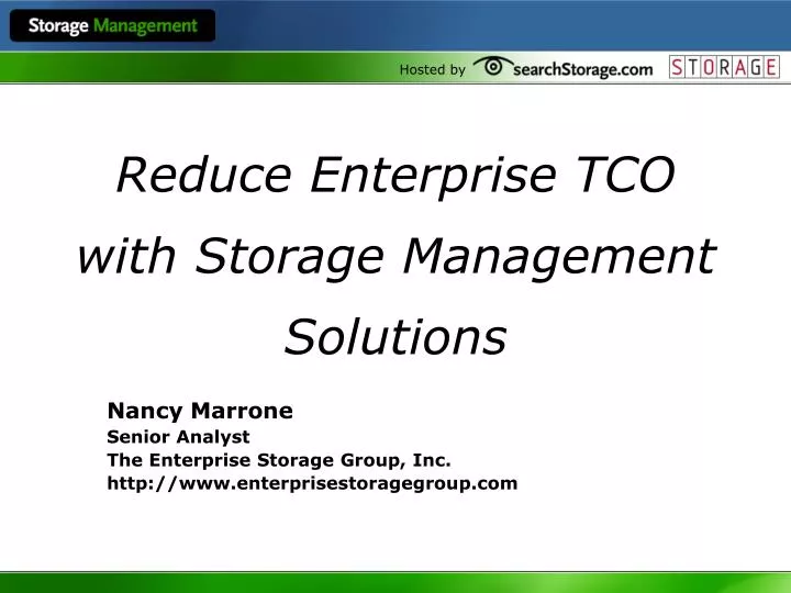 reduce enterprise tco with storage management solutions