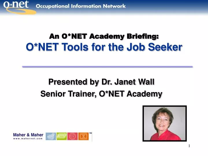 an o net academy briefing o net tools for the job seeker