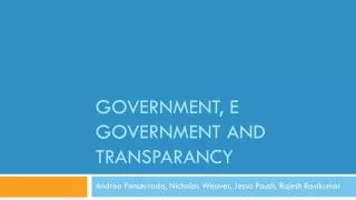 Government, E Government and transparancy