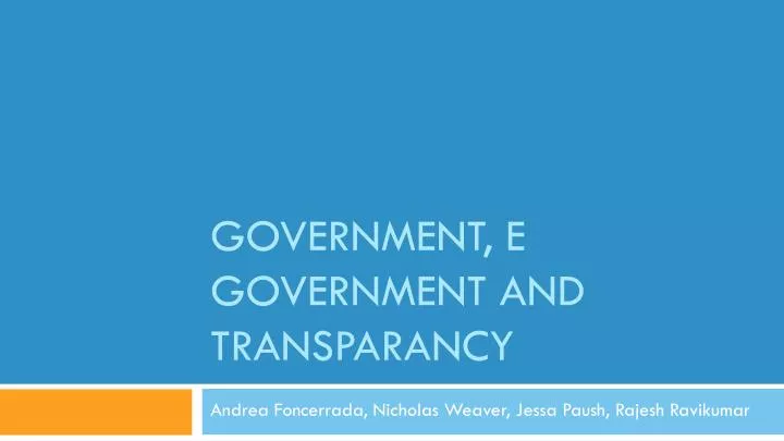 government e government and transparancy