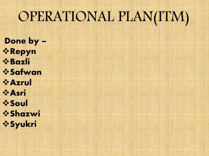 operational plan itm