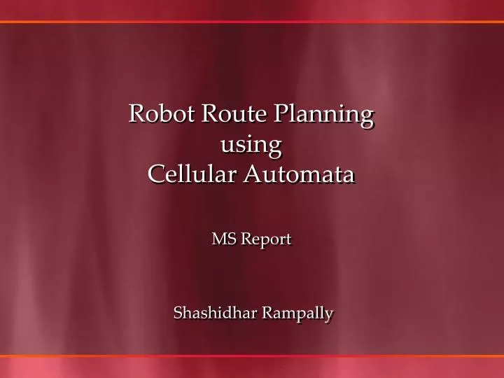 robot route planning using cellular automata