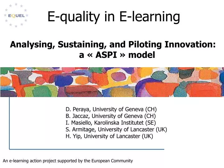 e quality in e learning
