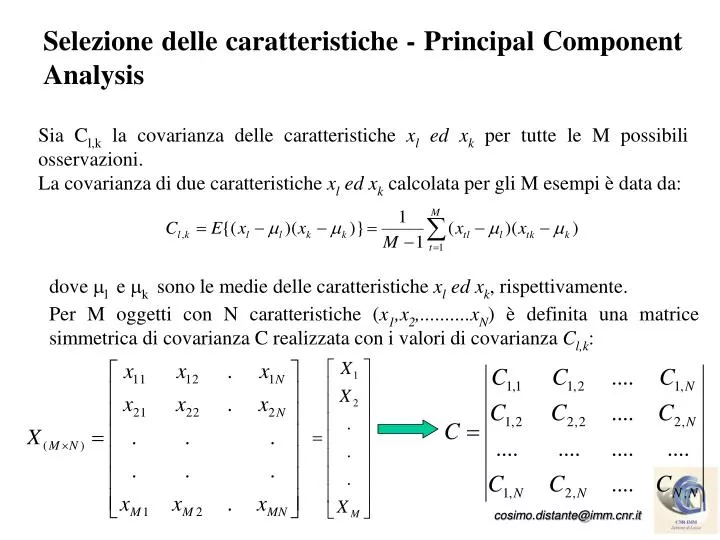 selezione delle caratteristiche principal component analysis