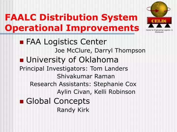 faalc distribution system operational improvements