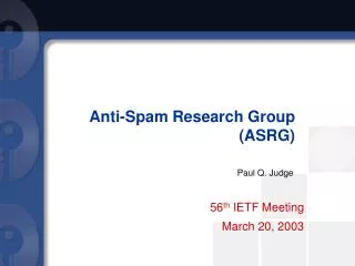 Anti-Spam Research Group (ASRG)