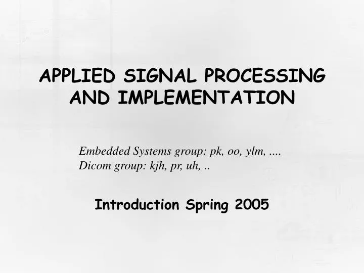 applied signal processing and implementation